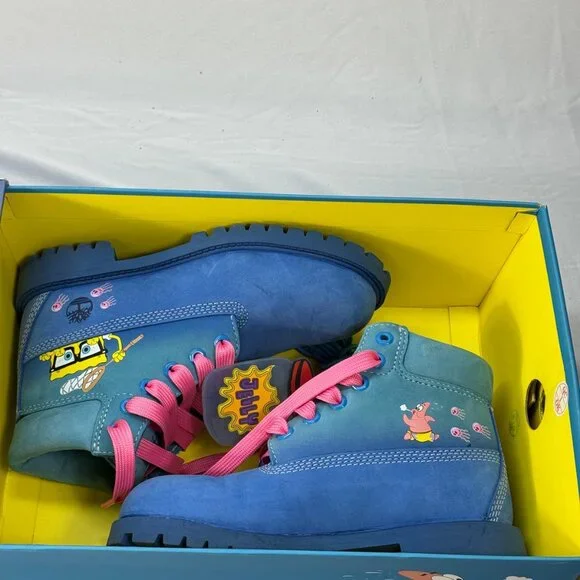 TIMBERLAND x SpongeBob 6 Inch Waterproof Nubuck Leather Boots Size 2 Youth